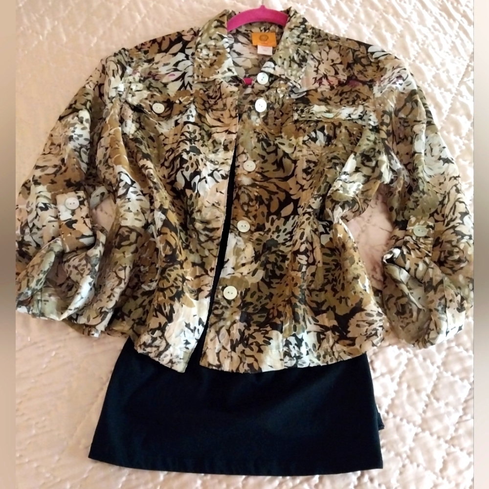 Ruby Rd. Earthy Patterned Jacket/Tank - image 1